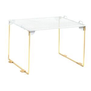 U Brands Mesh Locker Organizer Shelf 11" x 10" x 8" White Gold Stackable s2